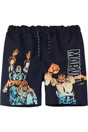 NAME IT Nkmmakavel Marvel-Pantaloncini da Bagno Mar Costume, Zaffiro Scuro, 128 Bambini e Ragazzi