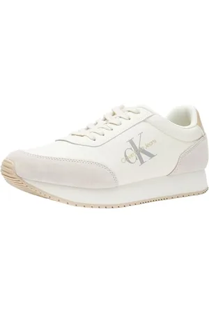 Calvin Klein Jeans Uomo Sneakers da Runner Retro Scarpe, Beige (Creamy White/Eggshell/Khaki), 45