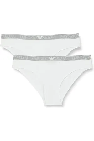 Emporio Armani Stretch Cotton Studs Logoband 2-Pack Brief, Slip Donna, (White), XL
