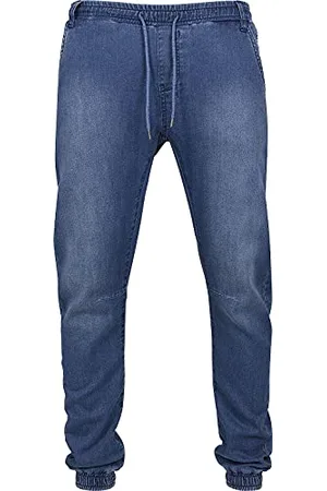 Urban classics Knitted Denim Jogpants Jeans, (Blue Washed), L Uomo