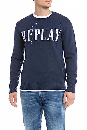 Replay Uk8514 Maglione, 085 Blu, S Uomo