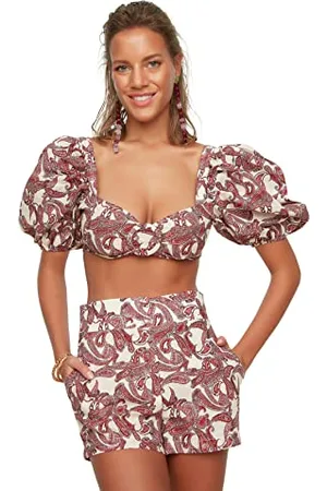 Trendyol Ballonschlauchschnalle Shorts Bluse-Team, Completo di gonna Da donna, , 34