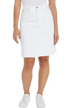 Tommy Hilfiger Gonna in Jeans Donna A-Line Skirt Corta, (Th Optic White), 36