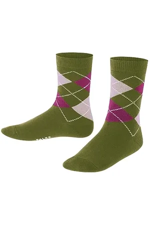 Falke Classic Argyle K SO cotone fantasia 1 paio, Calzini Unisex - Bambini, (Herb 7756) nuovo - ecologico, 31-34