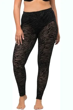 Ulla Popken Leggings in Rete, Stampa Animale Grande-Taglia Grossa, , 52-54 Donna
