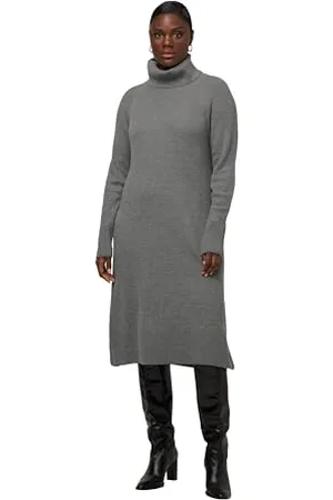 Ulla Popken Strickkleid mit Turtleneck und Schlitz Vestiti Donna, , 60-62 Plus