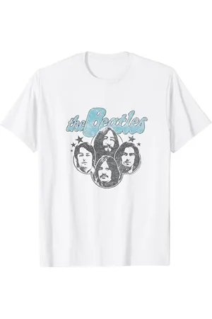 The Beatles Logo blu Groovy con facce dei membri della band Maglietta