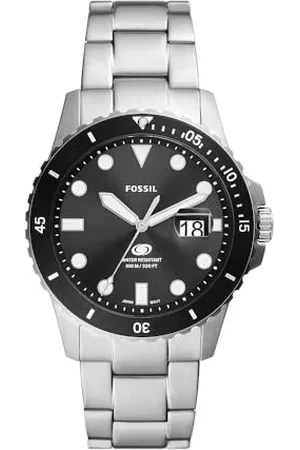 Fossil Orologio Blue Dive da Uomo, Movimento a Tre Lancette con Data, Acciaio Inossidabile, Cassa da 42 mm e Bracciale in Acciaio Inossidabile, Grigio