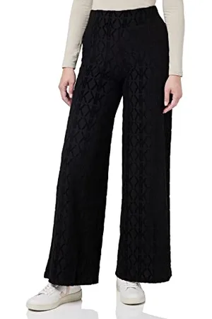 KENDALL + KYLIE KENDALL & KYLIE K&K W Velour Combo Oversized Flare Pants KKW3711719, Black, XL Women