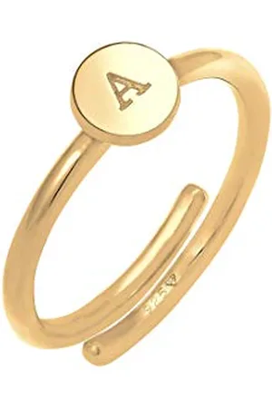 Elli Ring Women Letter A Basic Minimal Ajustable In 925 Sterling Silver -Plated