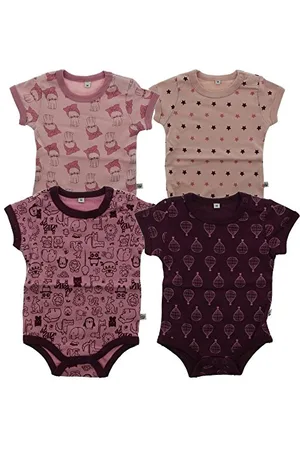 Pippi Confezione da 4 Body per Neonato con Stampa, Maniche Corte Modellante, (Lilac 600), 92 Bimba