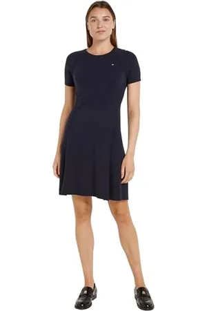 Tommy Hilfiger Abito Donna Midi Dress Maniche Corte, (Desert Sky), XXS