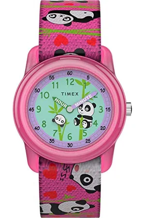 Timex Orologio Analogico Quarzo Unisex Bambini con Cinturino in Tessuto TW7C77100, (Panda/Rosa)
