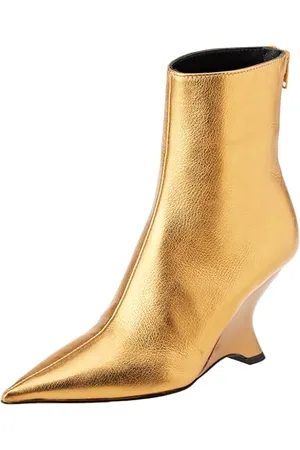 Pinko ALBENIZ Tronchetto Pelle LAMIN, Stivaletto Donna, ZZL_Oro, 41 EU