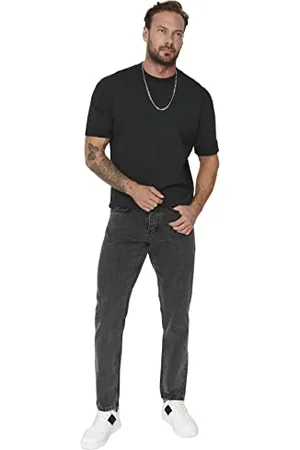Trendyol Uomo Giovane Vita Normale Gamba Diritta Jeans Pantaloni, , W34