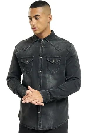 Brandit Riley Denim Shirt Long Sleeve, Uomo, black, S