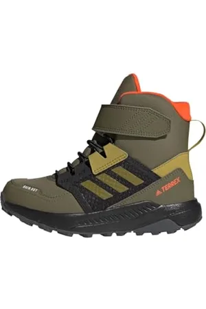 adidas Terrex Trailmaker High Cold.RDY Hiking Shoes, Scarpe da Trekking, Focus Olive/Pulse Olive/Orange, 33.5 EU