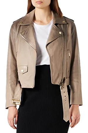 Armani Exchange 100% Pelle Reale, Piastra In Metallo Con Logo Sul Retro, Giacca in pelle, Donna, , S
