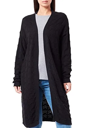 Cream & Co. Cardigan Kimono Lungo da Donna Lavorato a Maglia, Color Crema, Aperto sul Davanti, Maniche Lunghe Maglione, , S-M