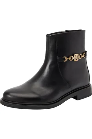 Tommy Hilfiger Donna Stivaletti Chain Low Bootie in Pelle, (Black), 36