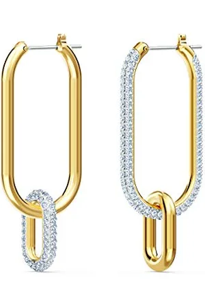 Swarovski Orecchini a cerchio Time, Design asimmetrico, Bianchi, Mix di finiture