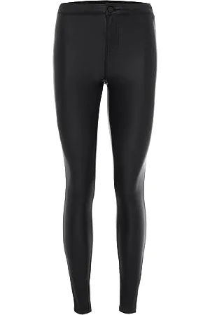 Noisy May NMELLA Super HW Coated Pants Noos Pantaloni, (Black Black), 40 /L30 (Taglia Produttore: Large) Donna