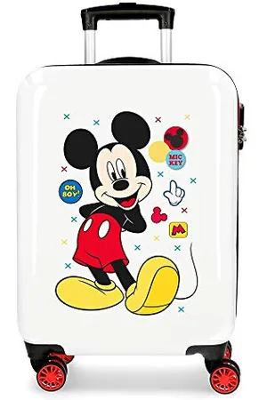 Disney Mickey Enjoy the Day - Valigia da cabina bianca 40 x 55 x 20 cm rigida ABS chiusura a combinazione laterale 34 l 2,8 kg 4 ruote doppie bagaglio a mano