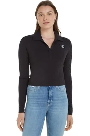 Calvin Klein Jeans Polo Collar Milano Regular Top J20J222556 Altri Maglia, (CK Black), L Donna