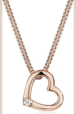 Elli Collana Donne Ciondolo Cuore Amore Delicato con Diamante (0.015 ct.) in Argento Sterlino 925
