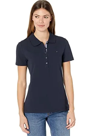 Tommy Hilfiger Polo da Donna a Maniche Corte (Standard e Plus) - Blu - M