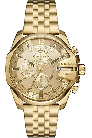 Diesel Orologio Baby Chief da uomo, movimento cronografo, cassa in acciaio inossidabile dorata da 43 mm e bracciale in acciaio inossidabile, DZ4565