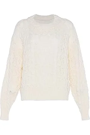 Faina Donna Sparse Ago Hollow Vintage Twisted Fiore Maglia Girocollo Maglione Lana Taglia M