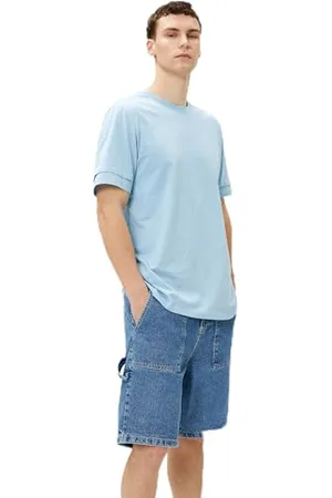 Koton Basic T-Shirt Crew Neck Sleeve Detailed, Dritto Uomo,