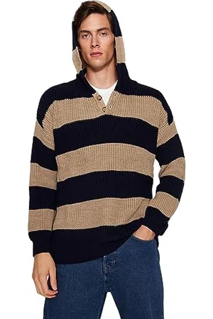 Trendyol Man Oversize Basic Hood Knitwear Sweater Maglione, , M Uomo