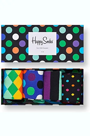 Happy Socks 4-pack Big Dot Gift Box, Calzini Uomo, Blue/Red, 36-40 confezione da 4