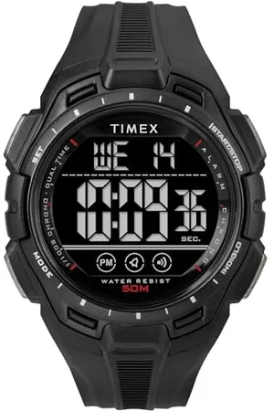 Timex Orologio sportivo da uomo, 43 mm, cinturino in resina nera, quadrante digitale, cassa nera TW5M61800