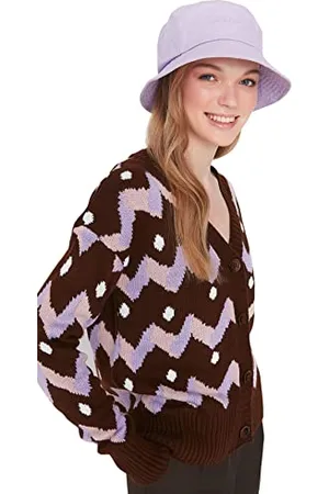 Trendyol Cardigan Donna Regolare Standard Scollo A V Maglieria Maglione, , S