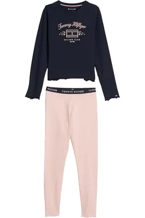 Tommy Hilfiger Bambine e Ragazze LS Pj Legging Set UG0UG00763, (Soft Rose/Desert Sky), 12-14 Anni