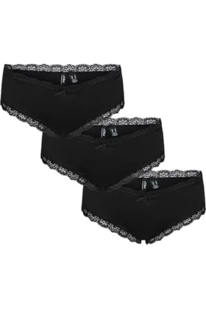 Pieces® Bestseller A/S PCNOLA Low Cut Hipster Noos Slip, Black/Pack:3-Pack, M Donna
