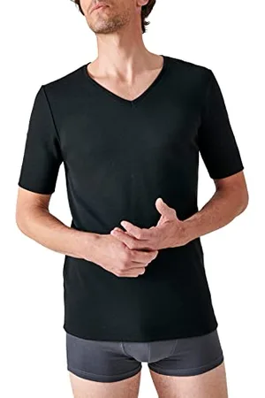 Damart T-Shirt con Scollo a V, Maniche Corte, Filato Classico in Thermolactyl Maglietta, (Noir), XL Uomo