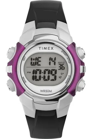 Timex Orologio sportivo unisex da 33 mm, cinturino in resina nera, quadrante digitale, cassa nera TW5M62700