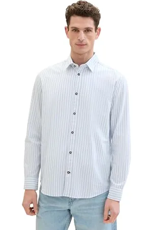 TOM TAILOR 1041353 Camicia, 35381-Strisce Blu e Bianche, L Uomo