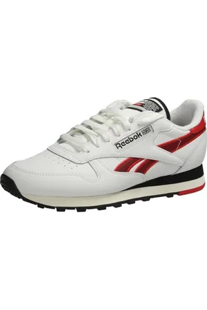 Reebok Classic Leather, Scarpe da Ginnastica Unisex - Adulto, White/Vectorred/Black, 35 EU