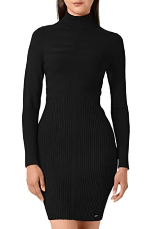 Morgan Robe Tricot col roulé RMENTO Casual Dress, (Noir Noir), Large (Taglia Produttore: TL) Women