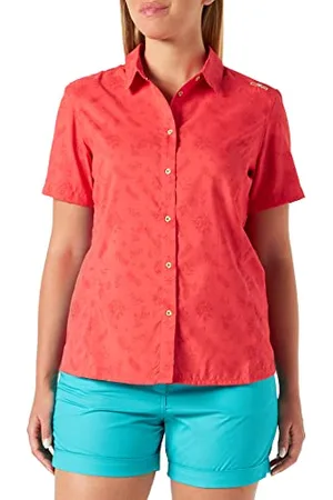CMP Polyester Half Sleeves T-Shirt Floral Style Button Down, , 40 Women
