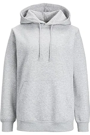 JJXX JACK & JONES Jxabbie Rlx Ls Every Hood Swt Noos, Felpa con cappuccio, Grigio Chiaro Mélange/Stampa: Logo Bianco, XS Donna