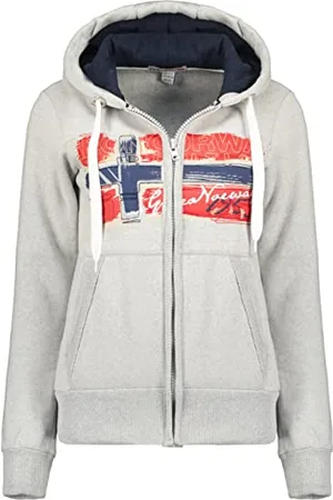 Geographical Norway Gayto Lady - Felpa Cappuccio Donna Con Tasche A Canguro - Felpa A Manica Lunga Calda - Giacca Abito Ideale Primavera Estate Autunno Inverno (Grigio chiaro L-taglia 3)