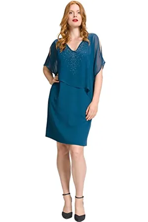 Ulla Popken Abito in Chiffon, Strass e Perline Vestito, , 50 Plus Donna