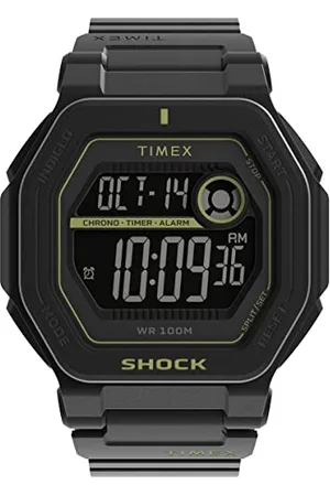 Timex Orologio da uomo Trend da 45 mm. cinturino in resina nera due pezzi, display digitale, cassa nera TW2V59800