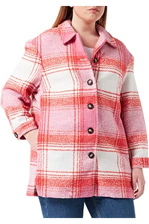 ONLY Caranja Otw-Shacket a Quadri Giacca, Nuvola Ballerino/Controlli: Papavero Rosso/Gin frizzante, M Donna